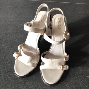 Michael Kors Off White Gold Buckle Sandals